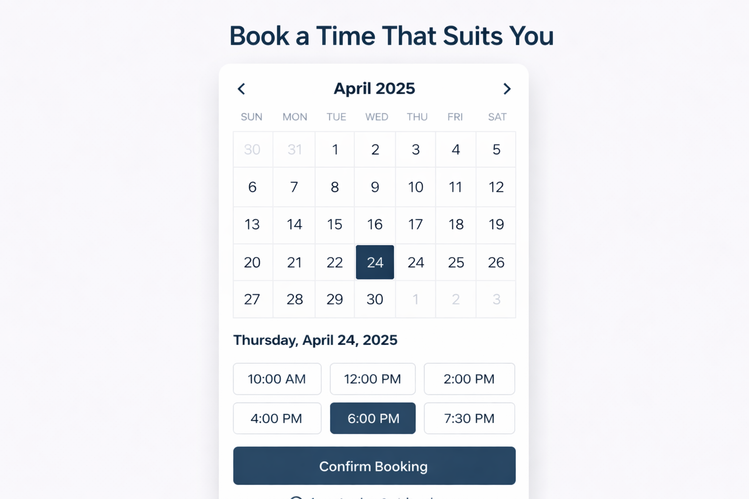 Pick Your Schedule & Book